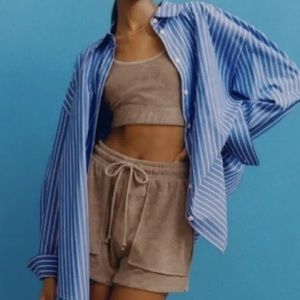 NWOT ZARA Terry Cloth Tan Crop Top